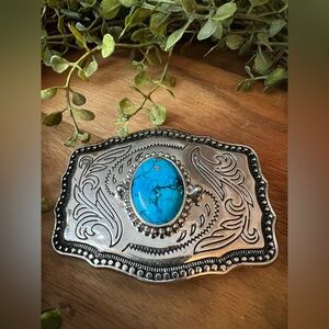 Faux Turquoise Southwest Hippie Boho Western Cowgirl Vintage Belt buckle USA
